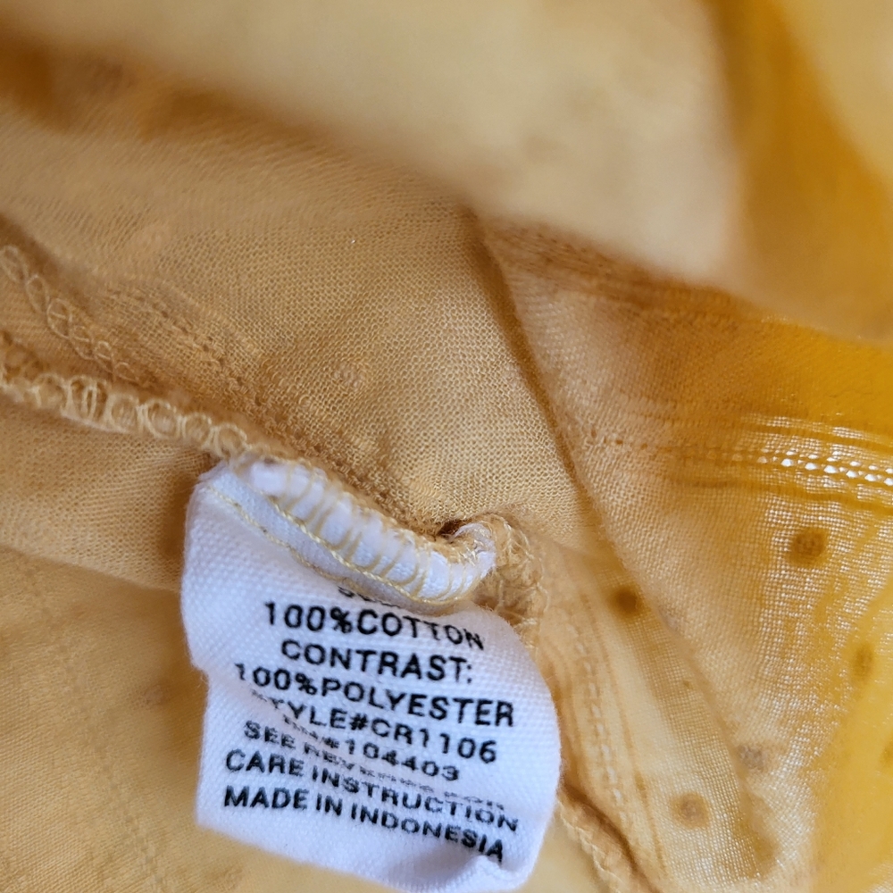 Mine 100% Cotton Button-up Yellow Tank Top Size Small - Picture 7 of 7